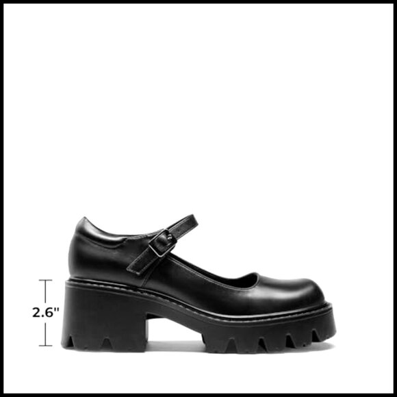 Chunky Platform Mary Jane Pumps Retro Y2K Style Ankle Strap Dress Shoes - Picture 4 of 7